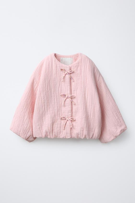 TEXTURED BOW JACKET - Light pink by Zara - Image 0
