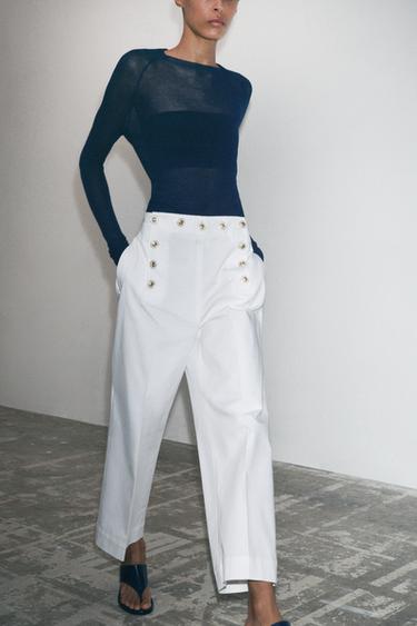 SEMI-SHEER KNIT TOP - Ink blue by Zara