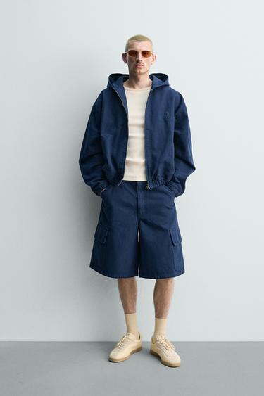 HOODED PATCH JACKET - Blue by Zara - Image 0