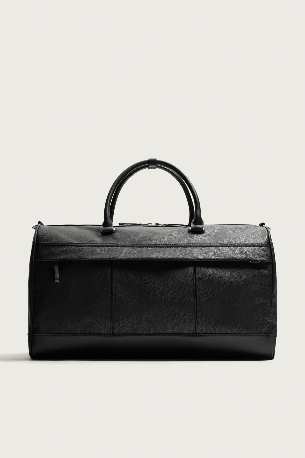 TEXTURED DUFFEL BAG — Black