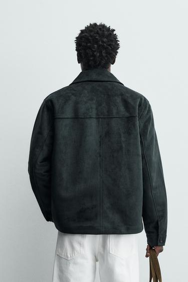 FAUX SUEDE OVERSHIRT - Navy blue by Zara