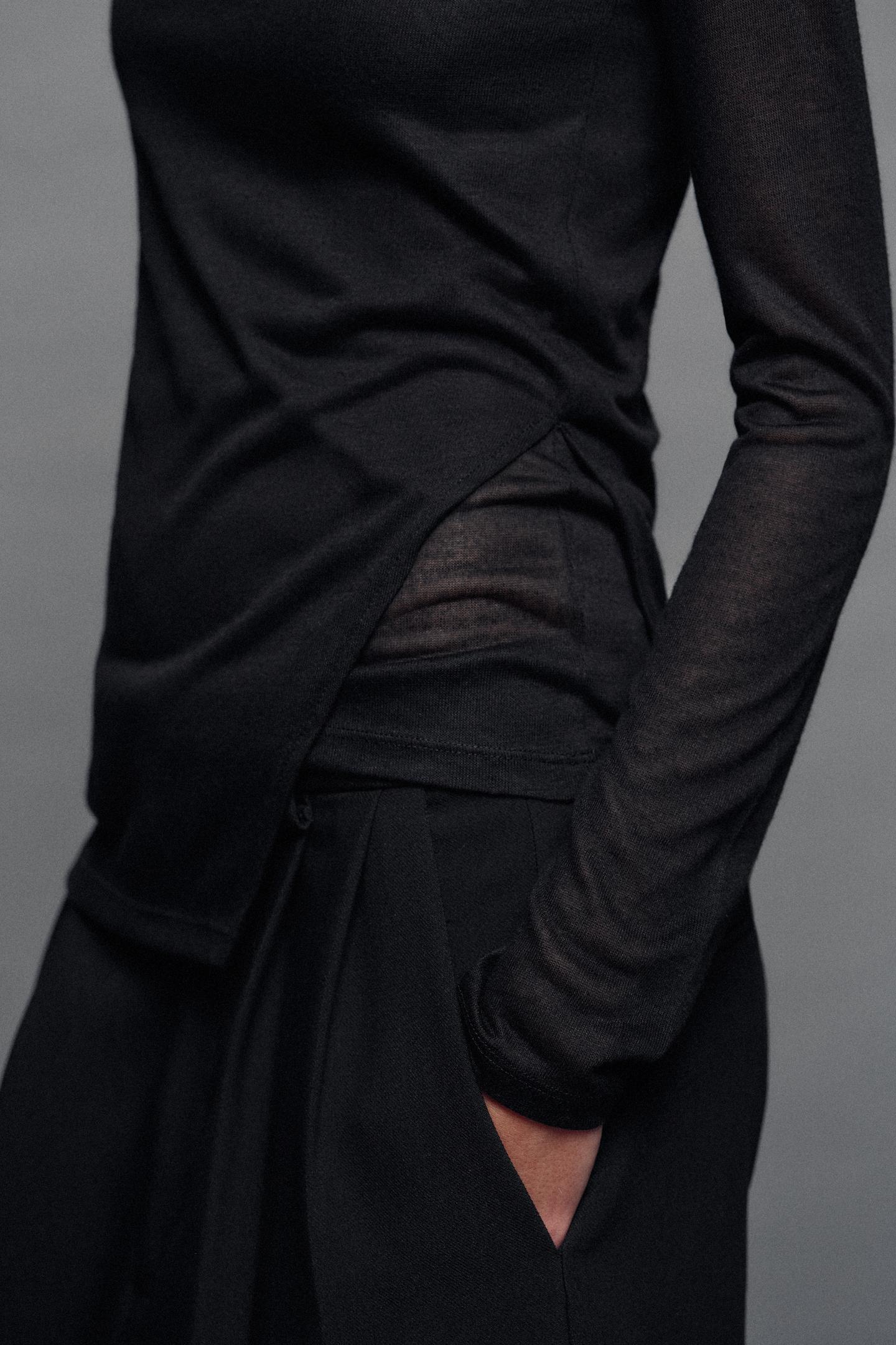 Женская футболка Zara Double Layer, цвет: Чёрный — фото 3