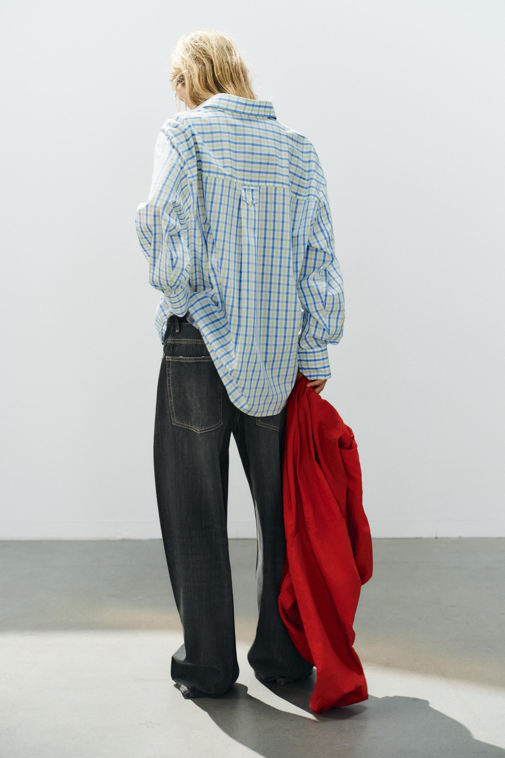 CHEMISE OVERSIZE EN POPELINE À CARREAUX