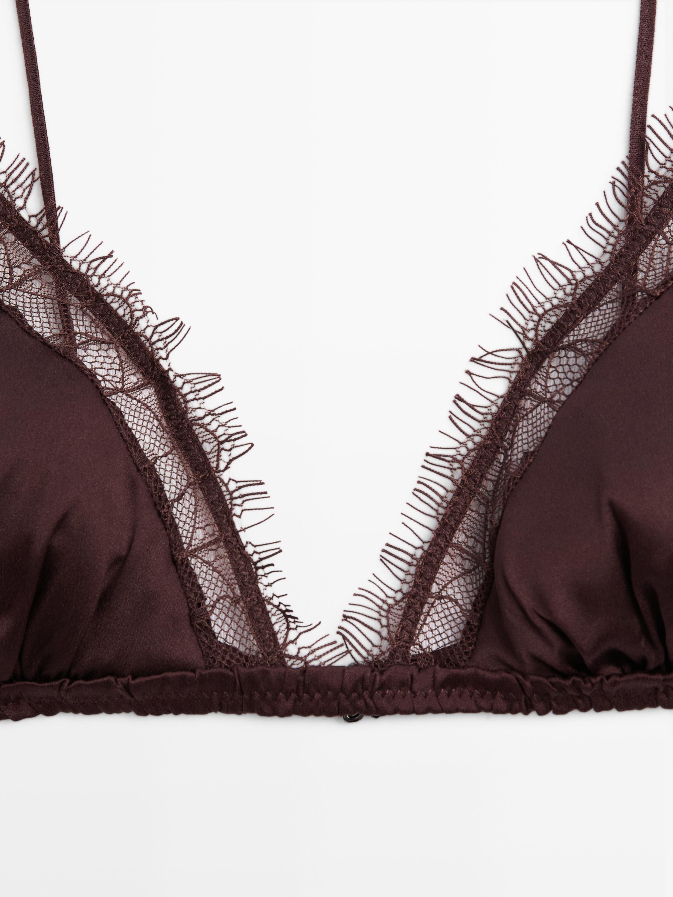Bralette triangle dentelle soie