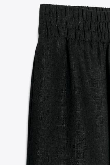 LINEN BLEND WIDE-LEG TROUSERS - Black de Zara - Image 5