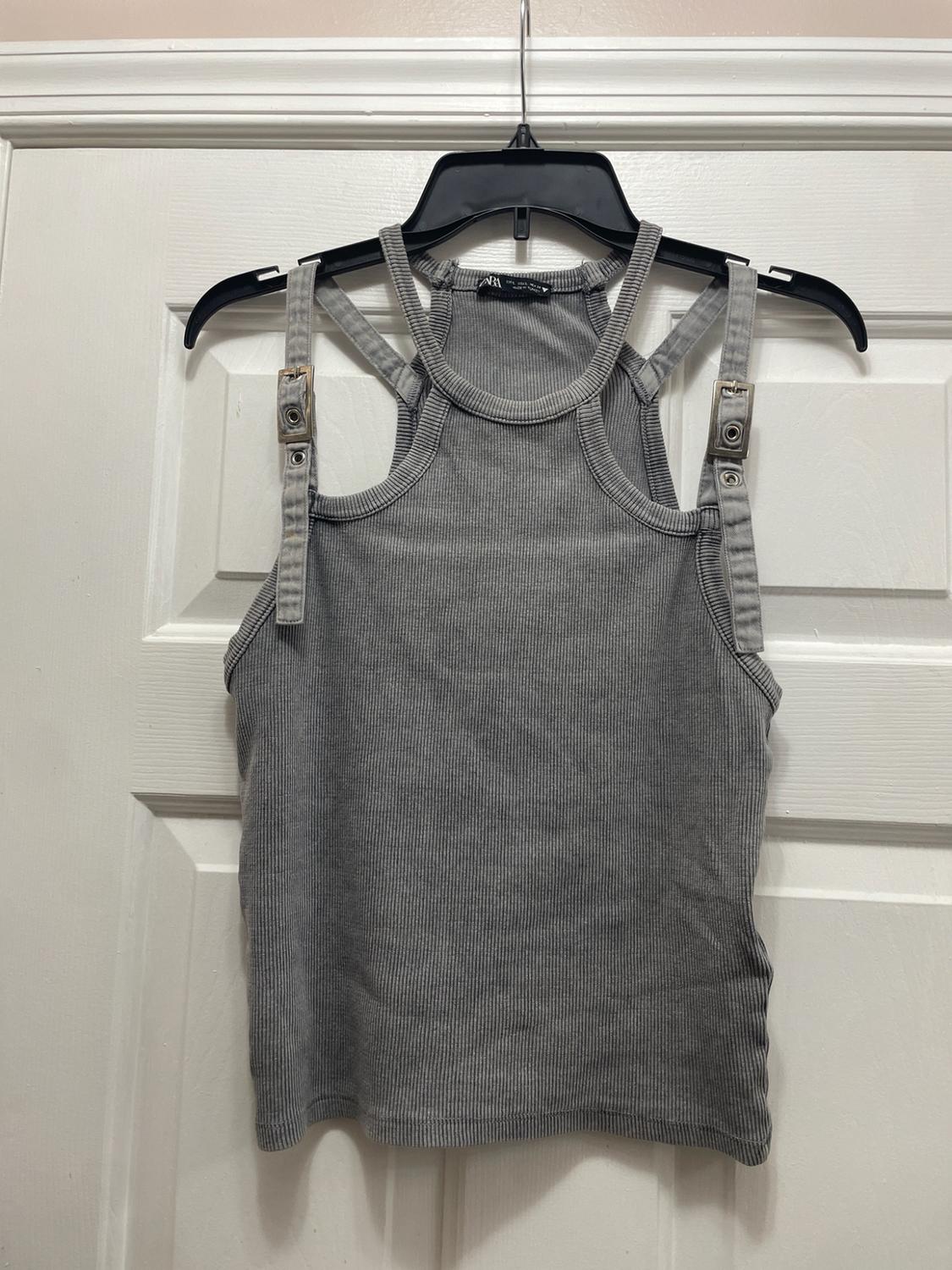 WASHED EFFECT RIBBED TOP WITH BUCKLES - Image 3