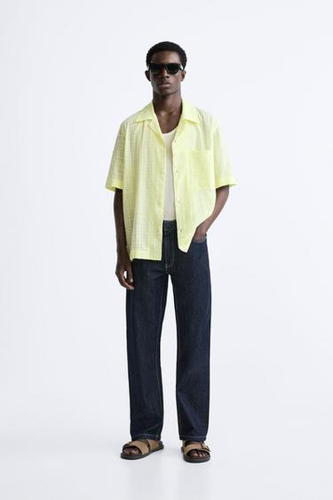 ЖАККАРДОВАЯ РУБАШКА В КЛЕТКУ — ЖЕЛТЫЙ от Zara — изображение 0