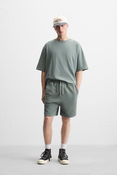 WASHED JOGGER BERMUDA SHORTS - washed green by Zara