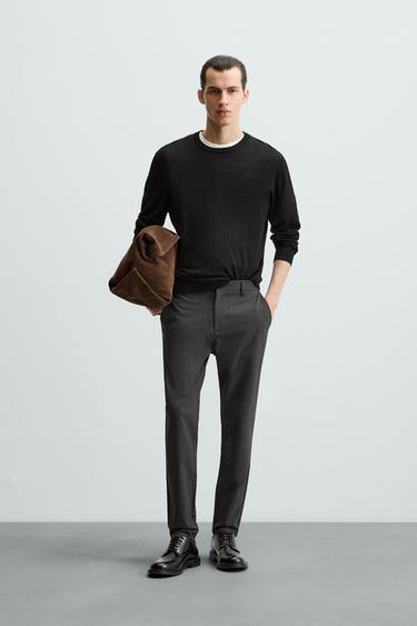 Zara SLIM FIT STRETCH PANTS - Anthracite Gray - Image 0