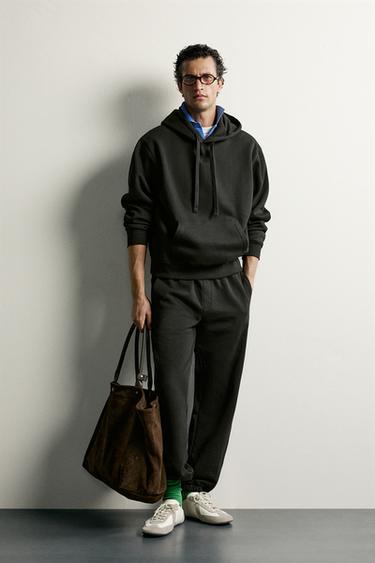 SUDADERA RELAXED FIT CAPUCHA BÁSICA - Negro de Zara