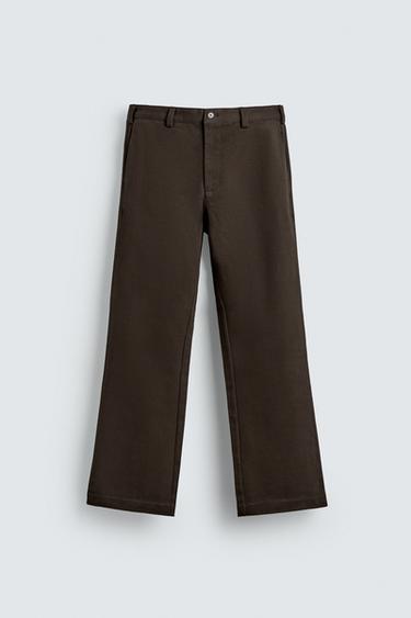 FLARE FIT TWILL TROUSERS - Wine by Zara
