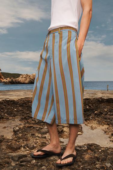 STRIPED RELAXED FIT BERMUDA SHORTS LIMITED EDITION - Blue / Green by Zara - Image 1