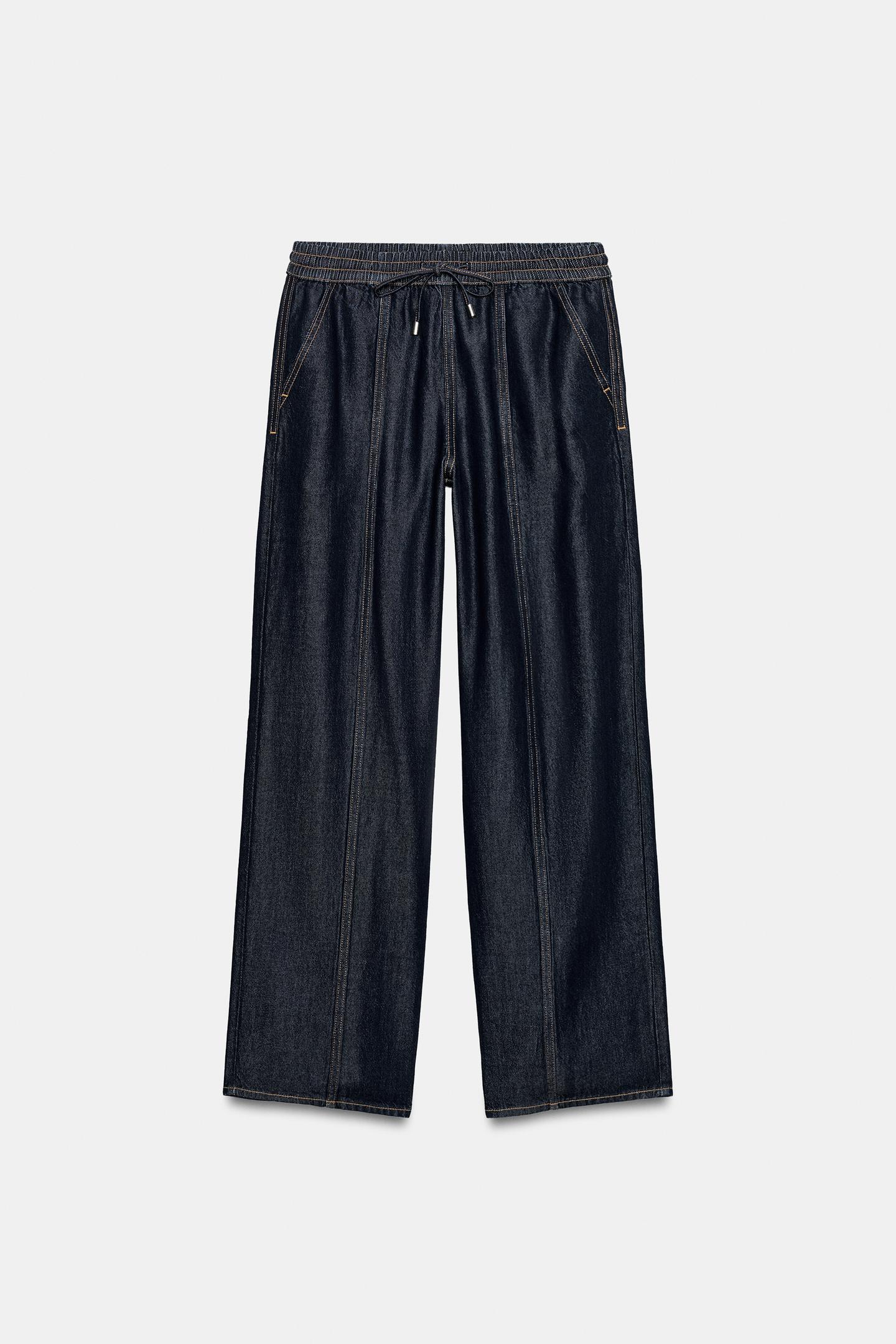 Женские джинсы Zara Z1975 High-Rise Wide Leg Jogger, цвет: Синий — фото 5