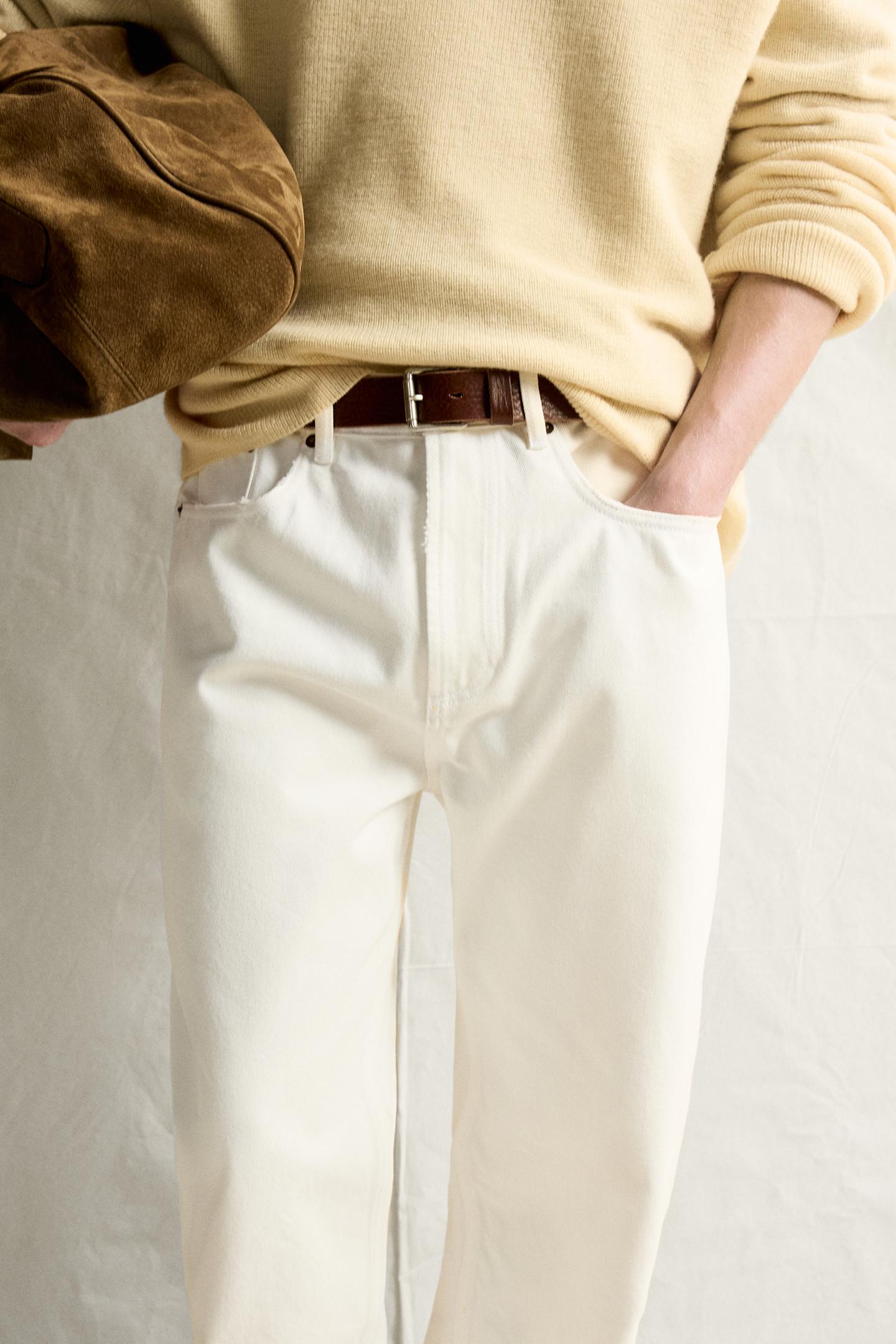 Мужские джинсы Zara Baggy Fit, цвет: Белый — фото 5
