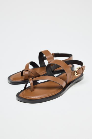 SANDALES BRIDES DOIGT - Marron de Zara - Image 6