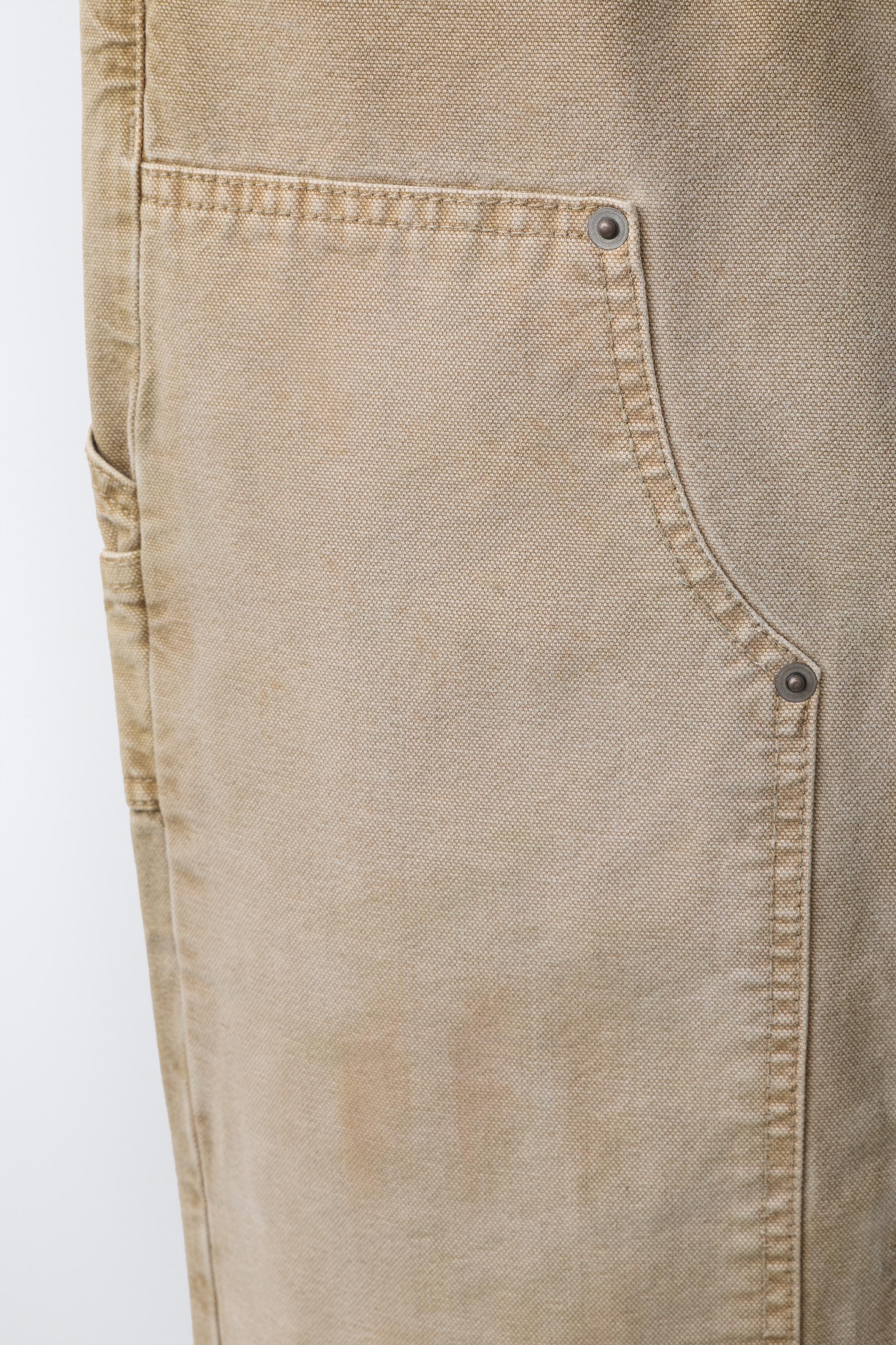 CANVAS WIDE LEG PANTS — Ecru