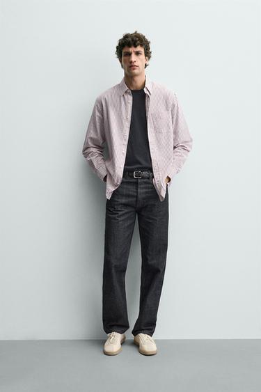 Zara KARIRANA KOŠULJA SA DŽEPOM – crvena / mornarsko plava – Slika 0