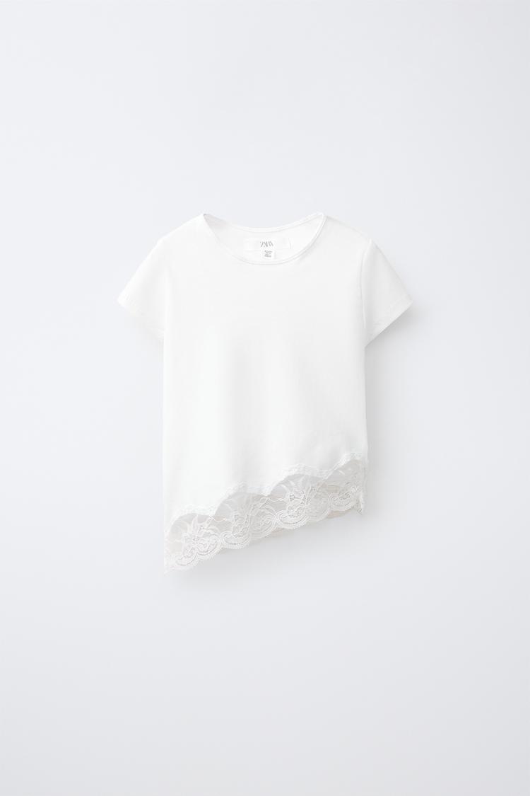 Camiseta lisa bajo encaje
