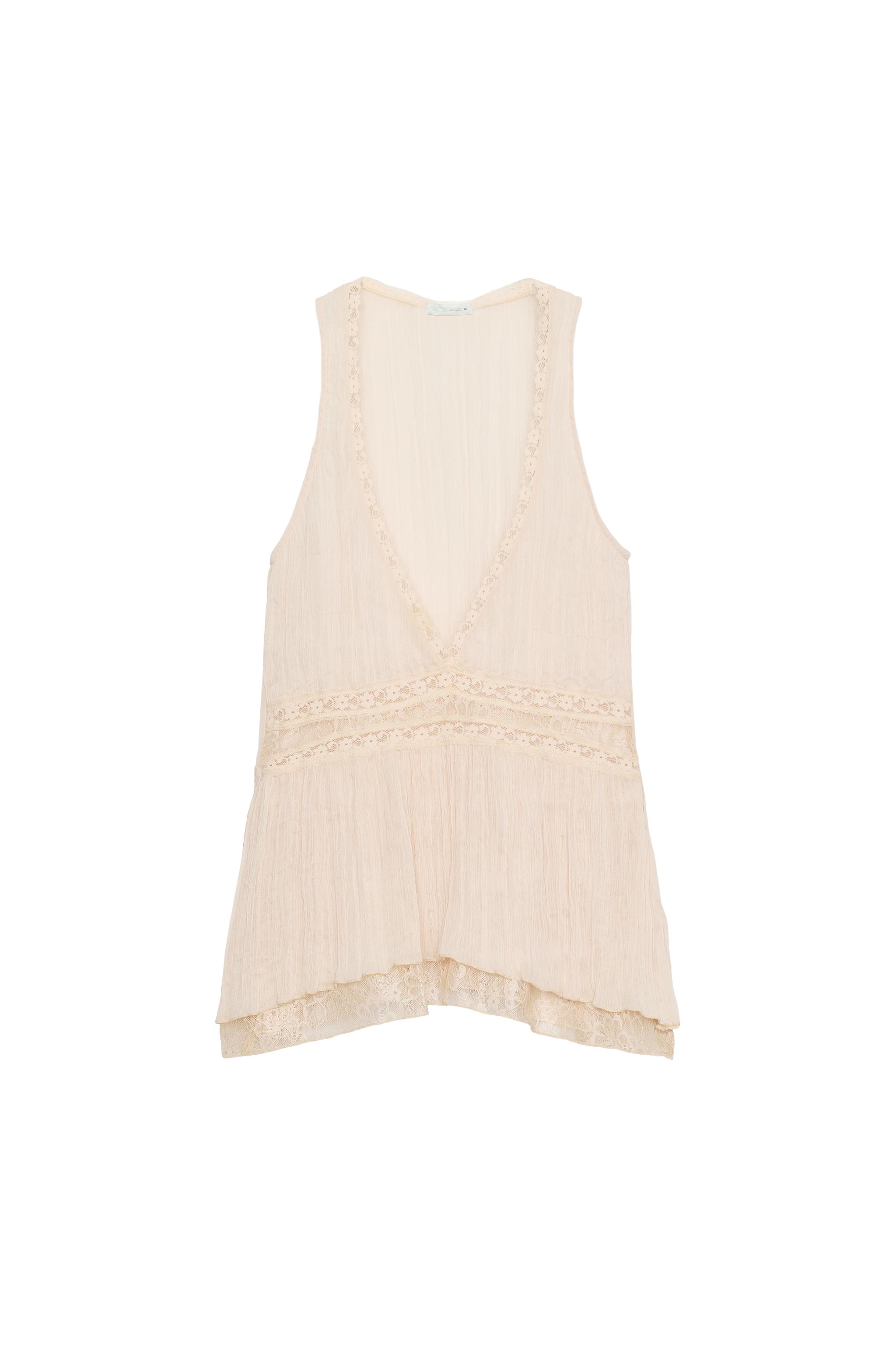 COMBINATION LACE TOP - Light pink | ZARA United States