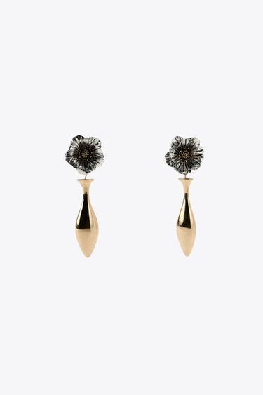 MAXI COMBINATION FLOWER EARRINGS - Gold / Silver by Zara