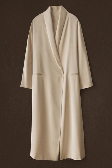 PLAIN SATEEN DRESSING GOWN - Pearl grey by Zara - Image 4