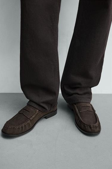 MOCASSINS EN CUIR À MASQUE - Marron de Zara - Image 2