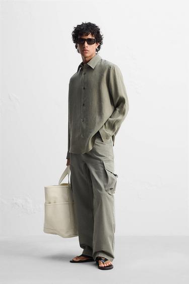 100% HEMP SHIRT - Dark khaki by Zara - Image 0