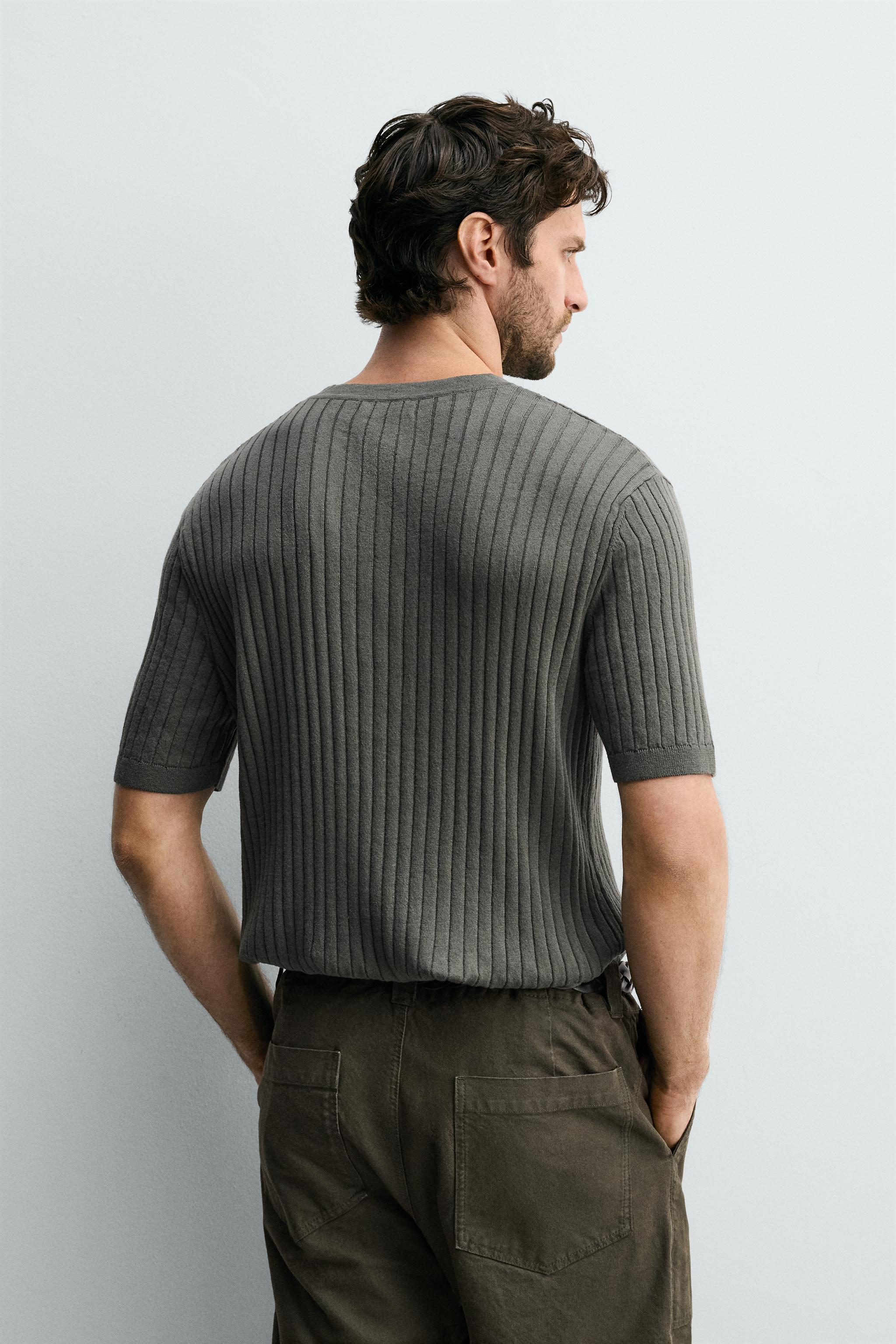 RIB KNIT HENLEY T-SHIRT