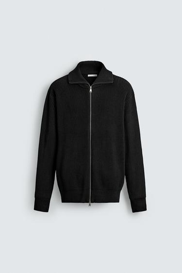 GILET EN MAILLE PERLÉE À FERMETURE ÉCLAIR - Noir de Zara