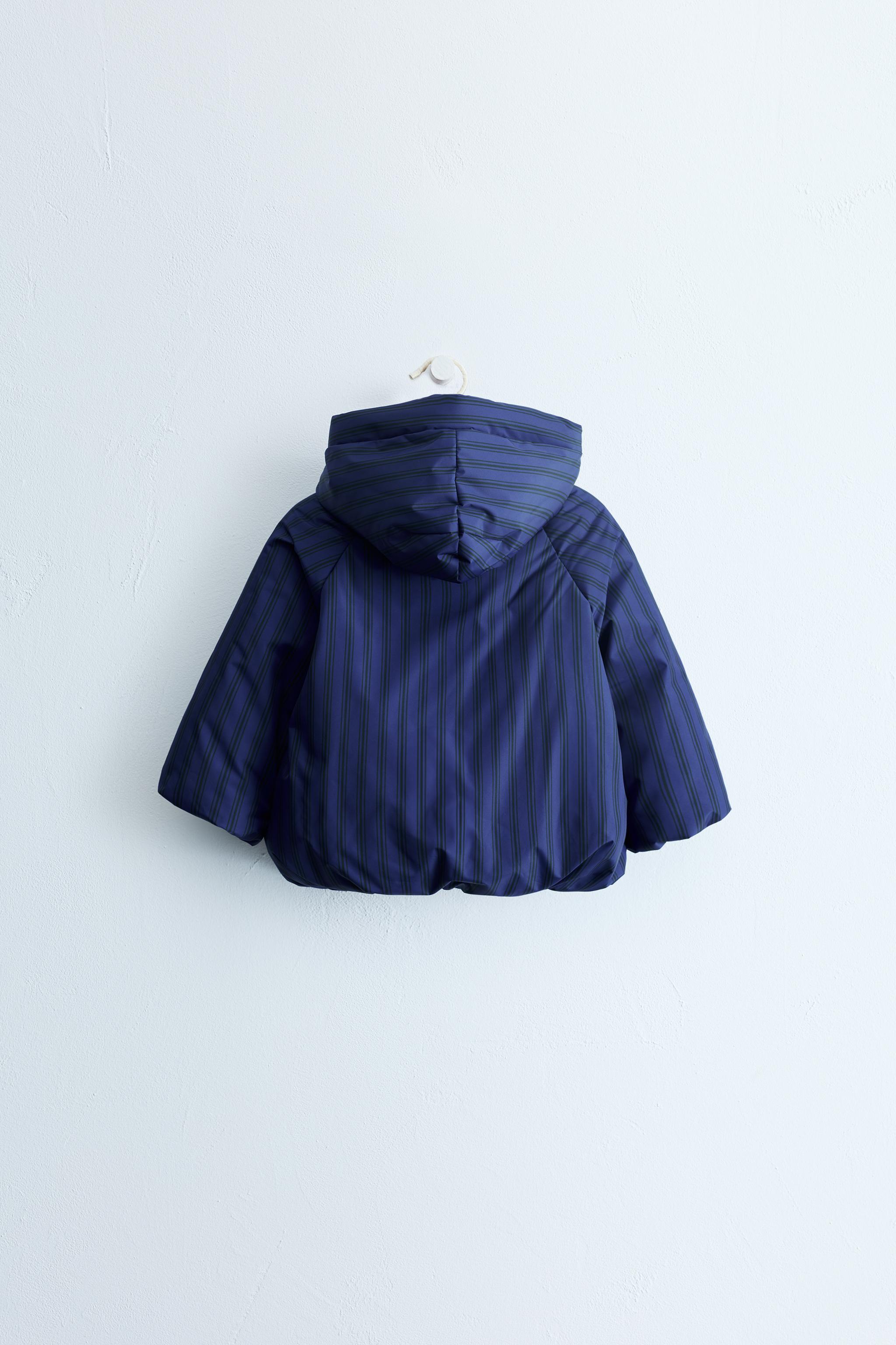 ZARA TIMELESS - STRIPED COAT WITH DETACHABLE HOODIE AND FROG FASTENING