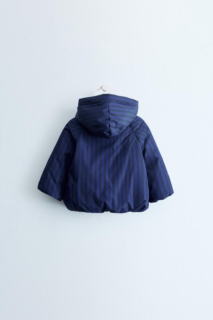 ZARA TIMELESS - Abrigo a rayas con capucha desmontable y cierre frog 4