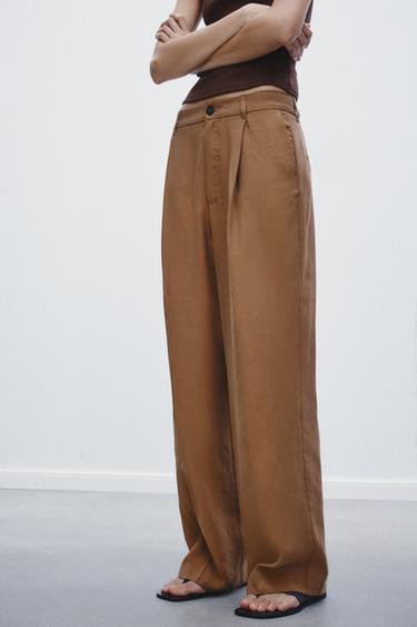 Zara PLEATED PANTS - Caramel