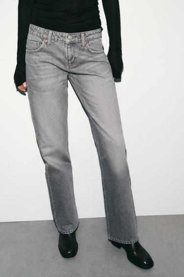 TRF WIDE-LEG LOW-RISE JEANS - Grey by Zara