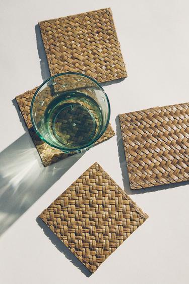 PACK OF SEAGRASS COASTERS (PACK OF 4) - بيج فاتح الخاص بـ Zara