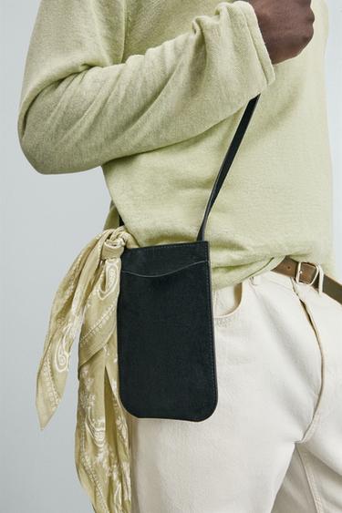 Zara LEATHER CROSSBODY BAG - Black - Image 0