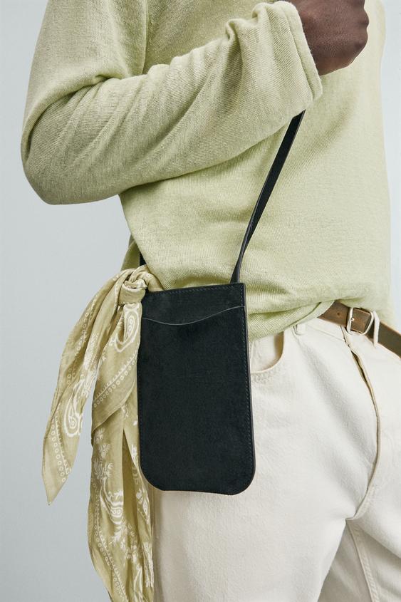 BANDOLERA PIEL - Negro de Zara - Imagen 0