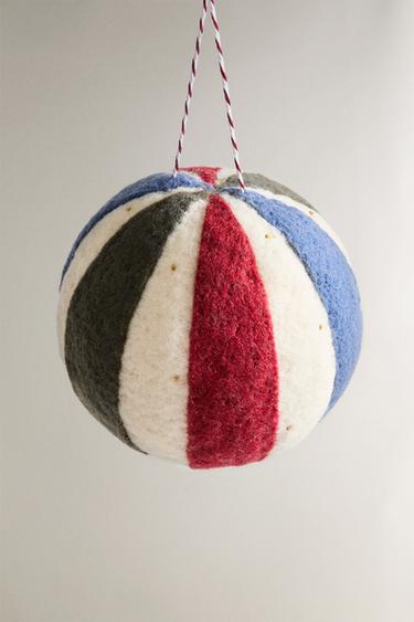 MULTICOLOURED FELT BAUBLE CHRISTMAS TREE DECORATION - Multicoloured by Zara - Image 1