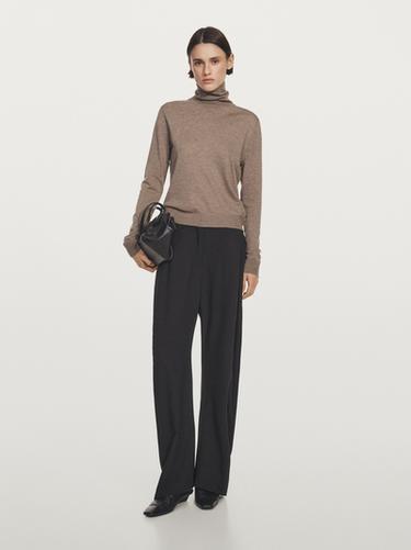 Zara Wool blend high neck knit sweater - Black gold