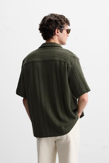 CHEMISE À TEXTURE AVEC RAYURES - Vert de Zara - Image 2