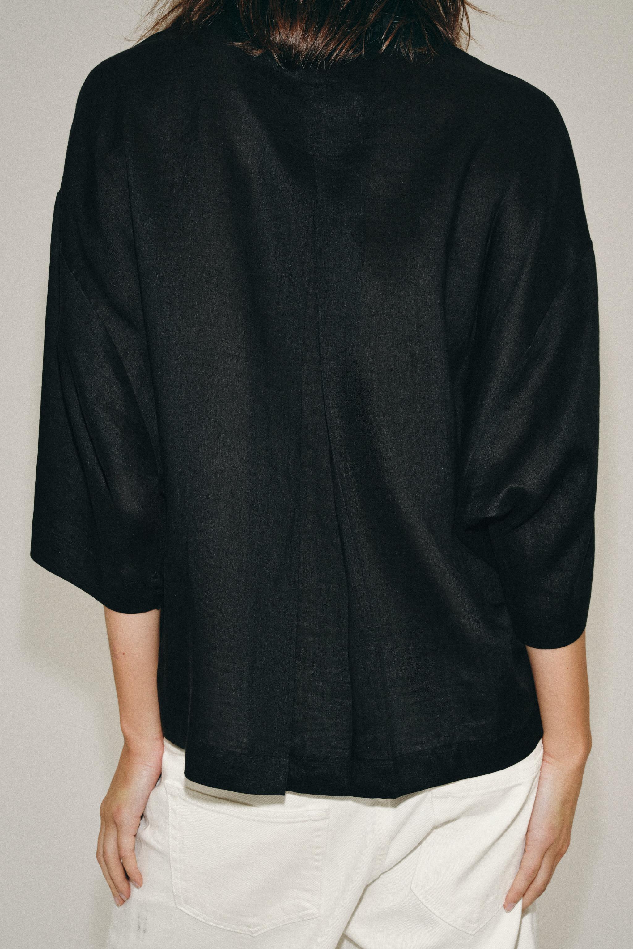 ZW COLLECTION OVERSIZED RAMIE SHIRT — Black