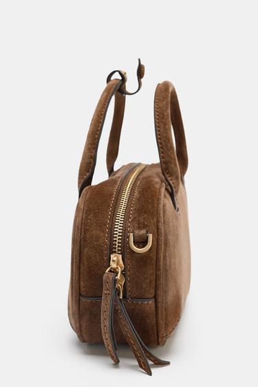 MINI SPLIT SUEDE BOWLING BAG - Brown by Zara - Image 6