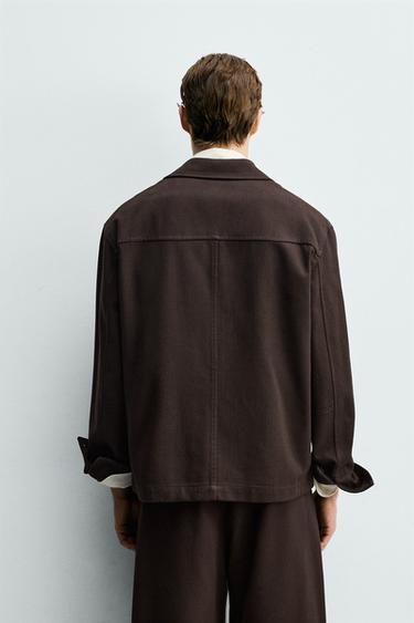 SURCHEMISE STRUCTURÉE EN TWILL - Grenat de Zara - Image 2