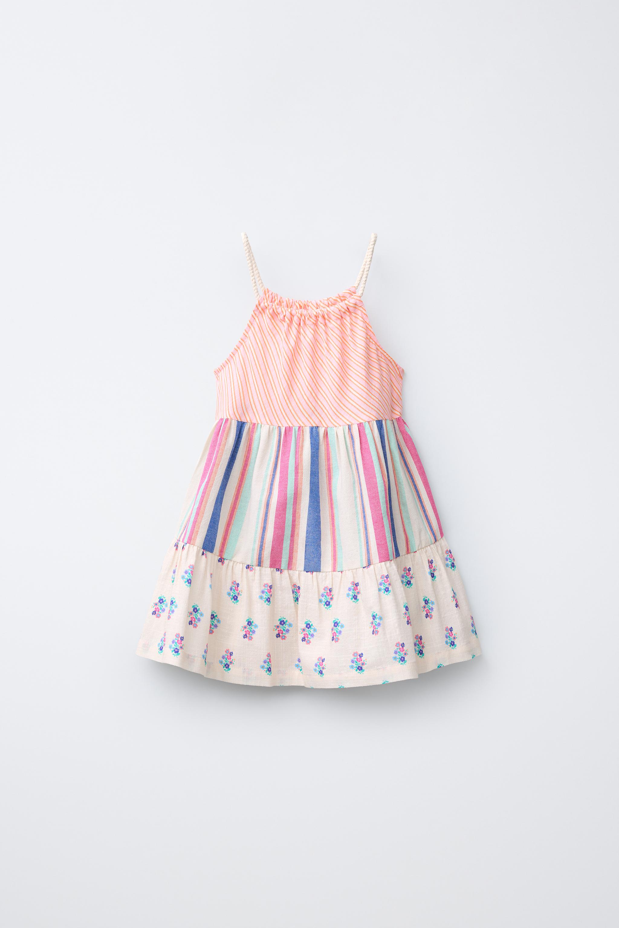 STRIPED AND FLORAL PLEATED DRESS — Multicolored (alternate view)
