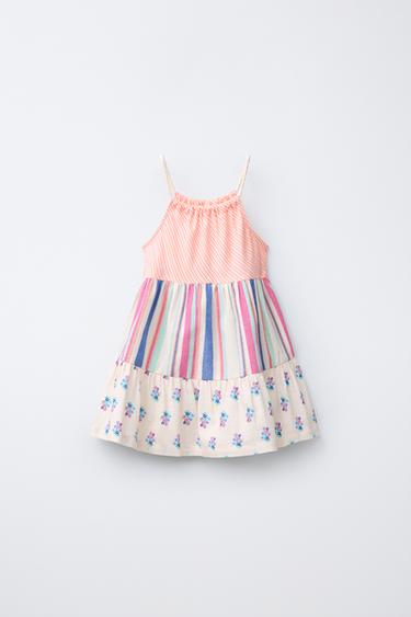 JURK MET PANELEN, STREPEN EN BLOEMEN - Multicolour van Zara