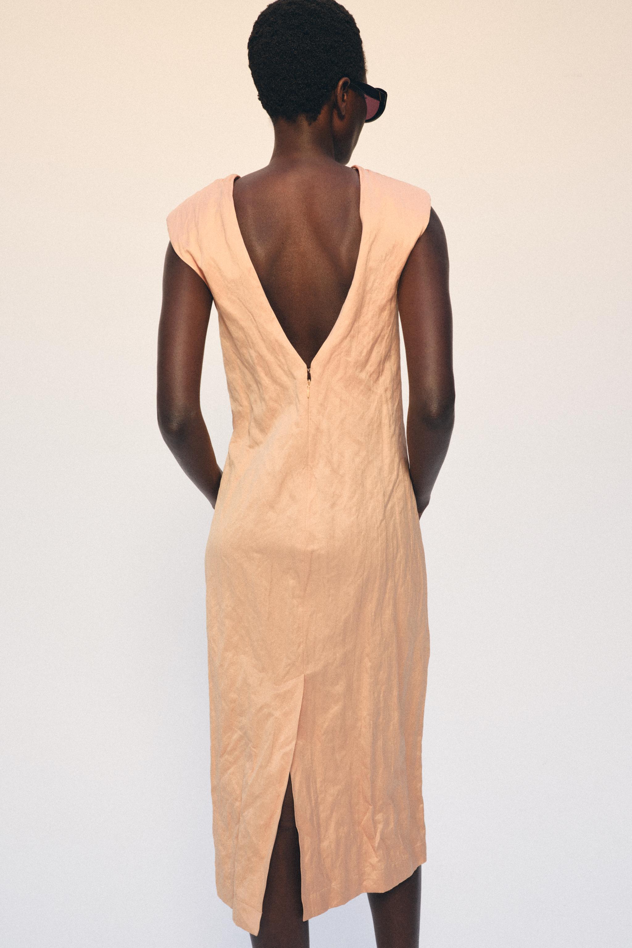 ZW COLLECTION CREASED-EFFECT MIDI DRESS — Light salmon-pink