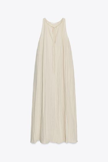 ZW COLLECTION FLOWING CRINKLE-EFFECT DRESS - Beige by Zara - Image 4