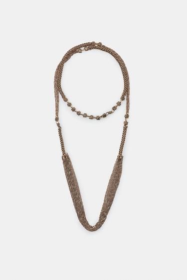 COLLAR LARGO DOBLE CADENA - Dorado de Zara