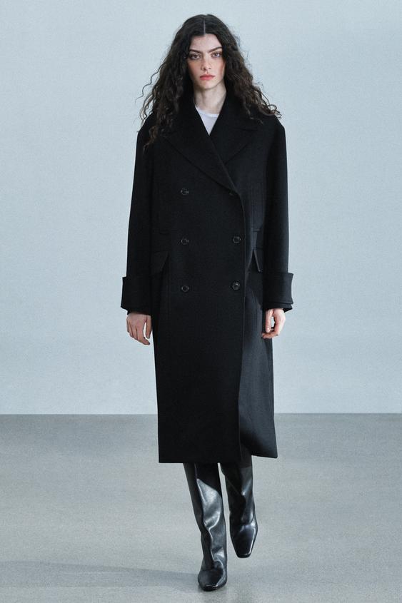 Zara 100% WOOL COAT ZW COLLECTION - Black - Image 0