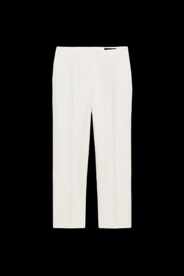 Zara ZW COLLECTION STRAIGHT CHINO PANTS - Ecru
