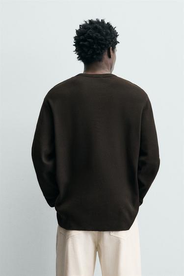 WAFFLE-KNIT TEXTURE T-SHIRT - Brown by Zara